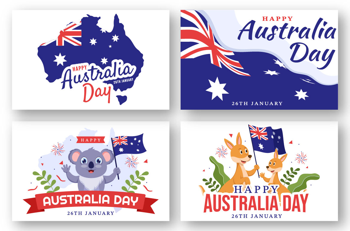 Happy Australia Day Cartoon Graphics preview image.