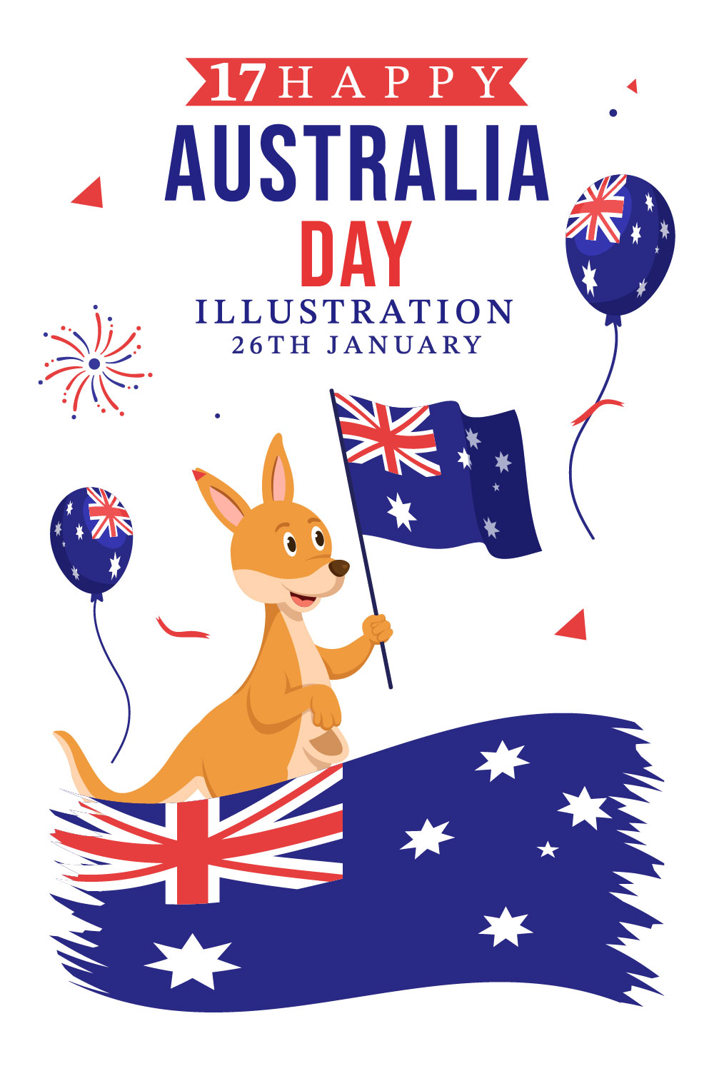 Happy Australia Day Illustration pinterest image.