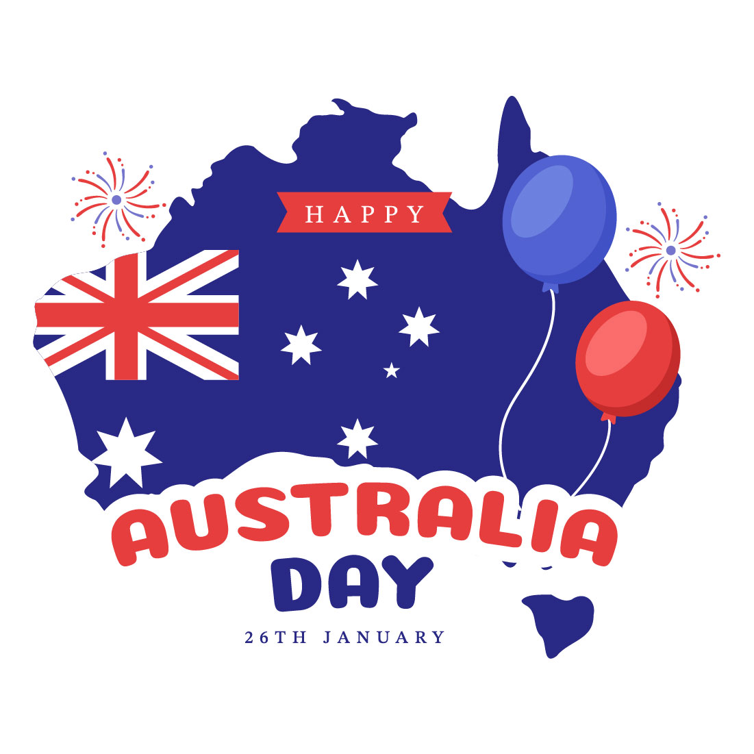 Cartoon Happy Australia Day Illustration Design cover image.