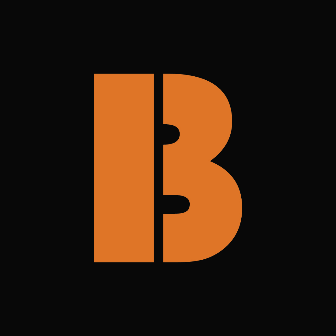 B Logo Design Template preview with black background.