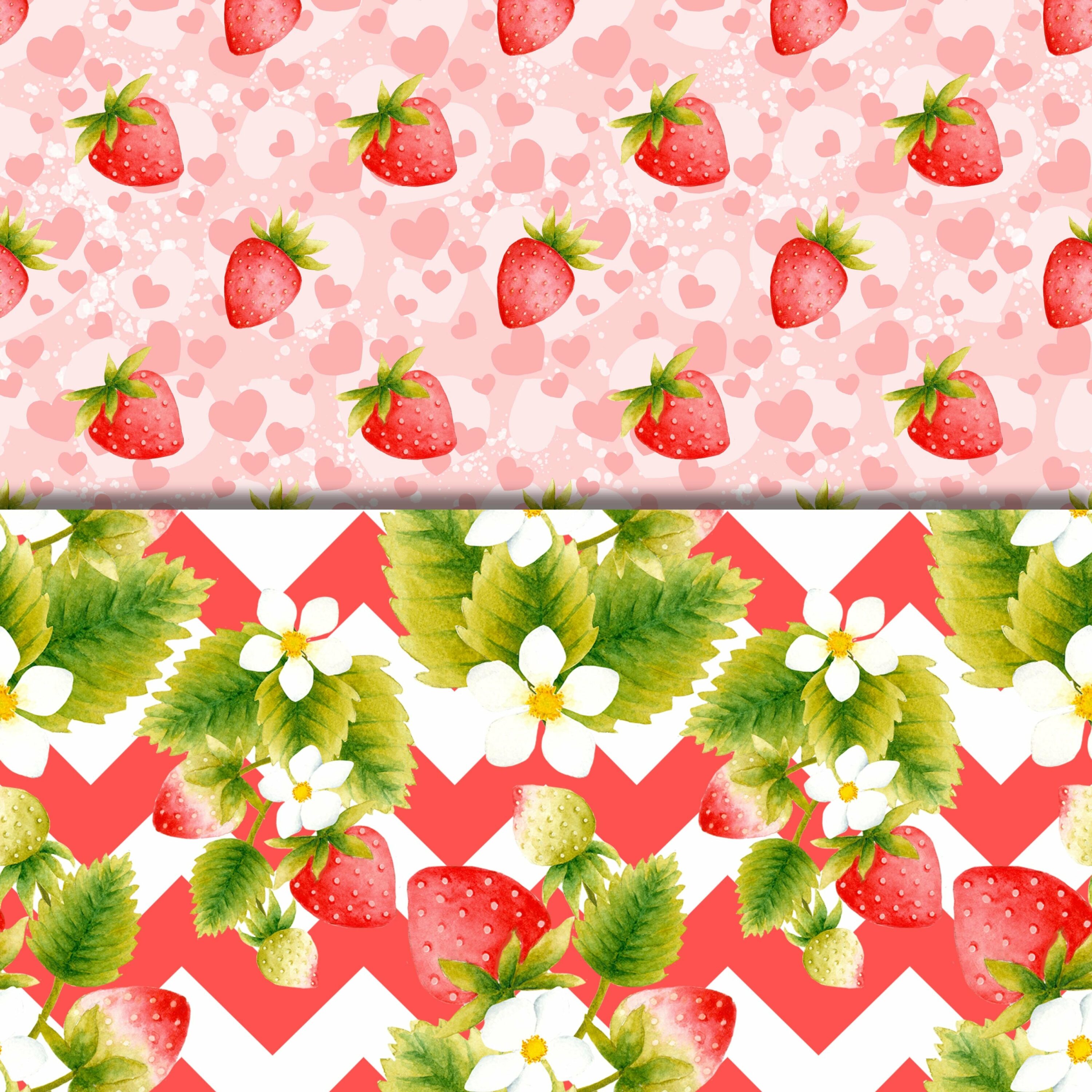 Two patterns options with small strawberries.