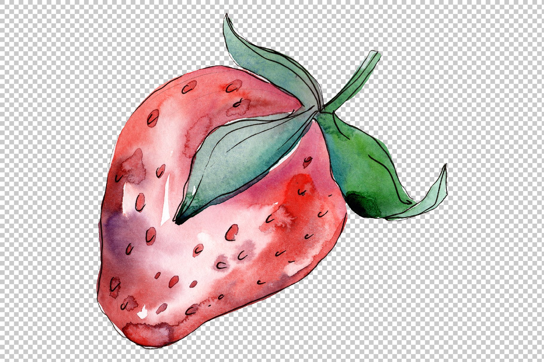 Single watercolor strawberry.