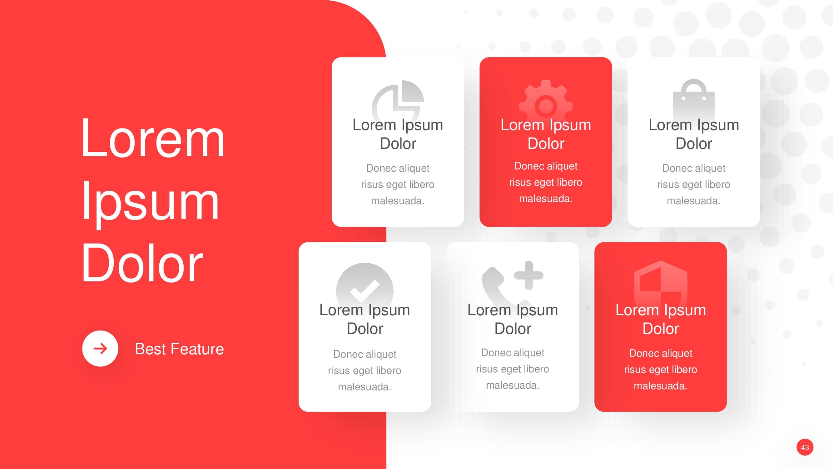 Cool slide with 6 red and white different cards for your business.