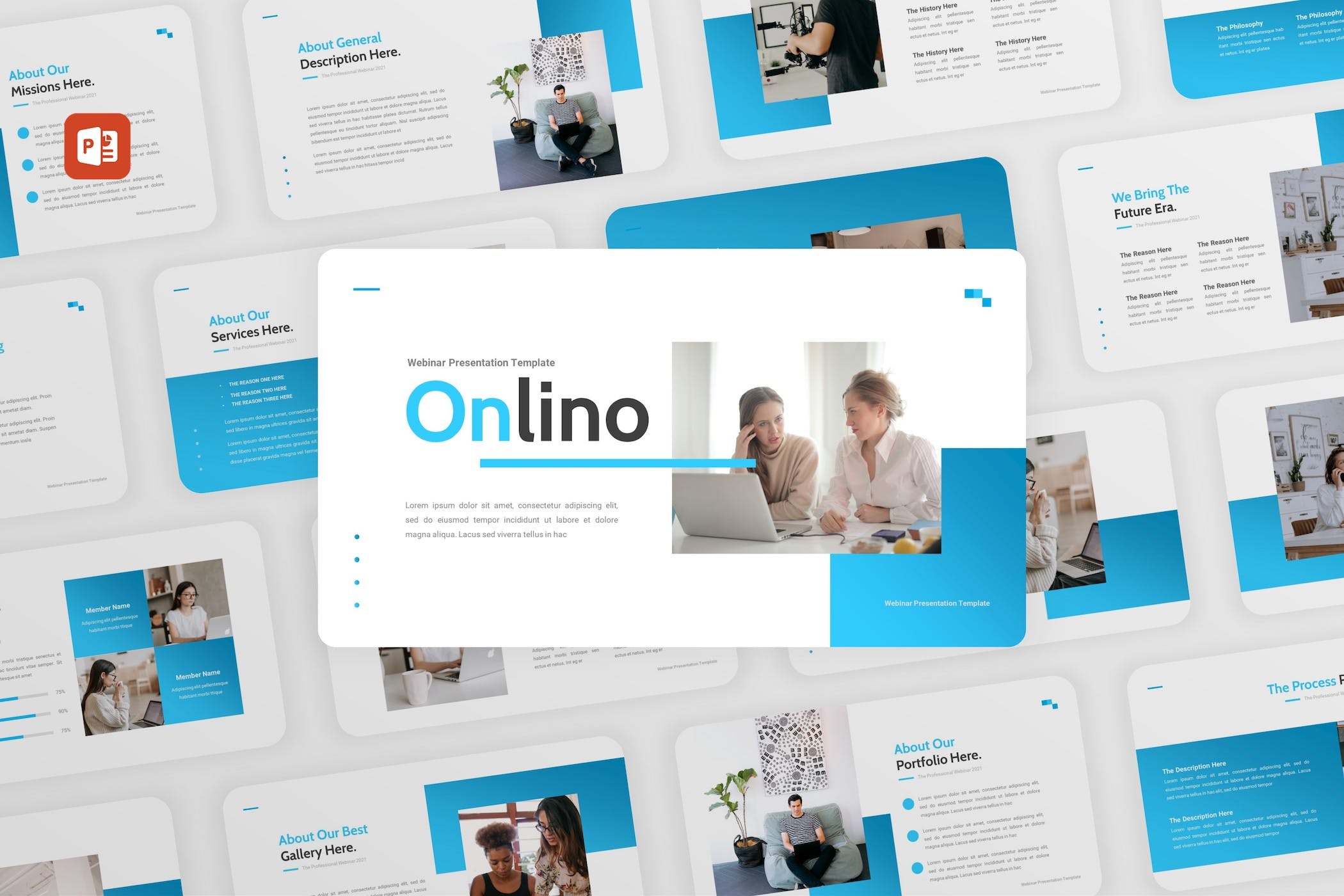 Cover image of Onlino Webinar Business PowerPoint Template.