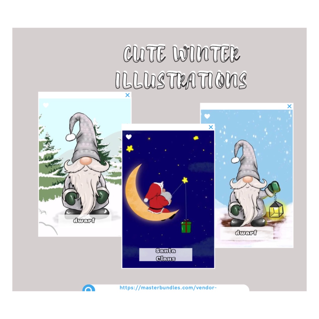 3 Winter Illustrations and 2 Seamless Patterns - main image preview.