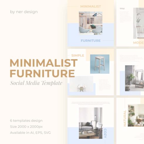 6 Minimalist Interior Social Media Template - main image preview.