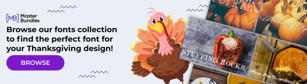 Banner for downloading thanksgiving fonts.