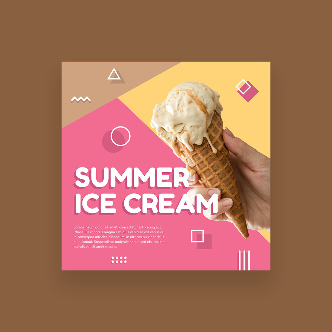 Summer Ice Cream Social Media Banner Template preview image.