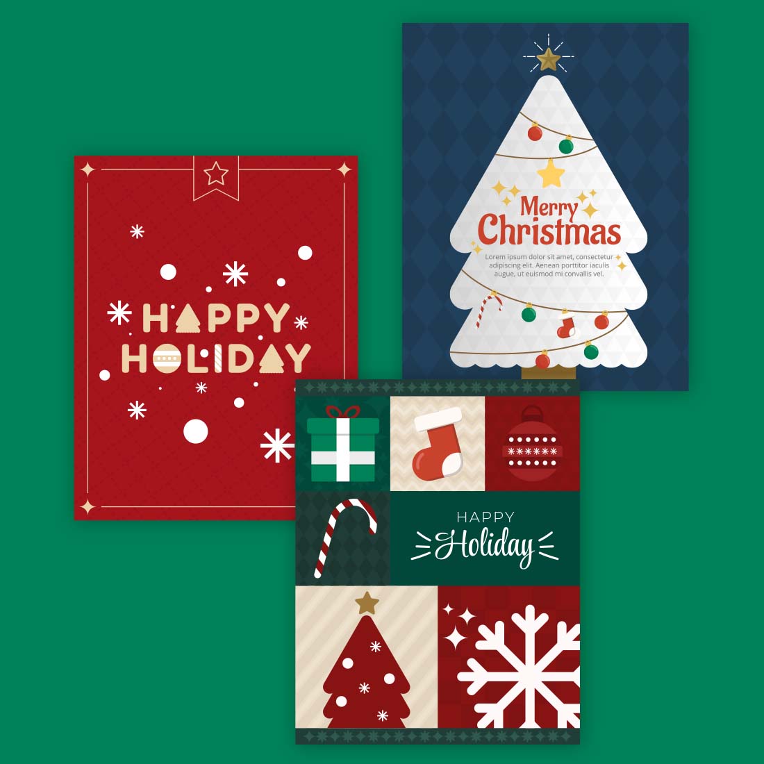 Christmas Modern Greeting Cards Vector Design cover image.
