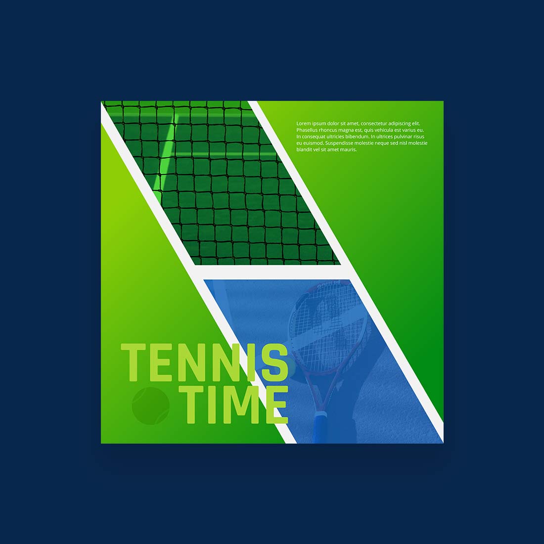 Sport Club Tennis Time Instagram Banner Template preview image.