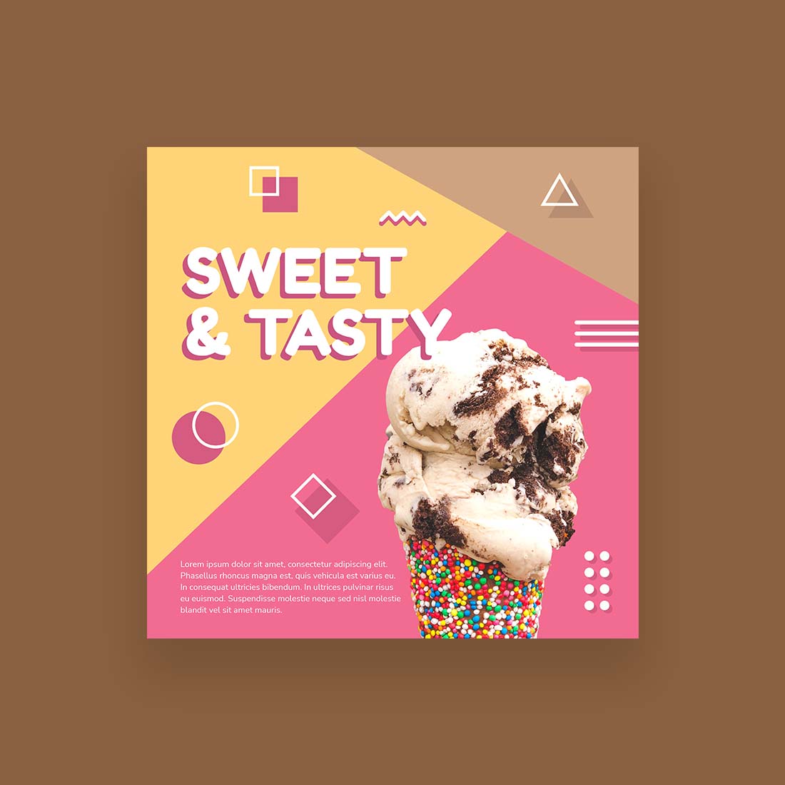 Sweet and Tasty Ice Cream Social Media Banner Template preview image.