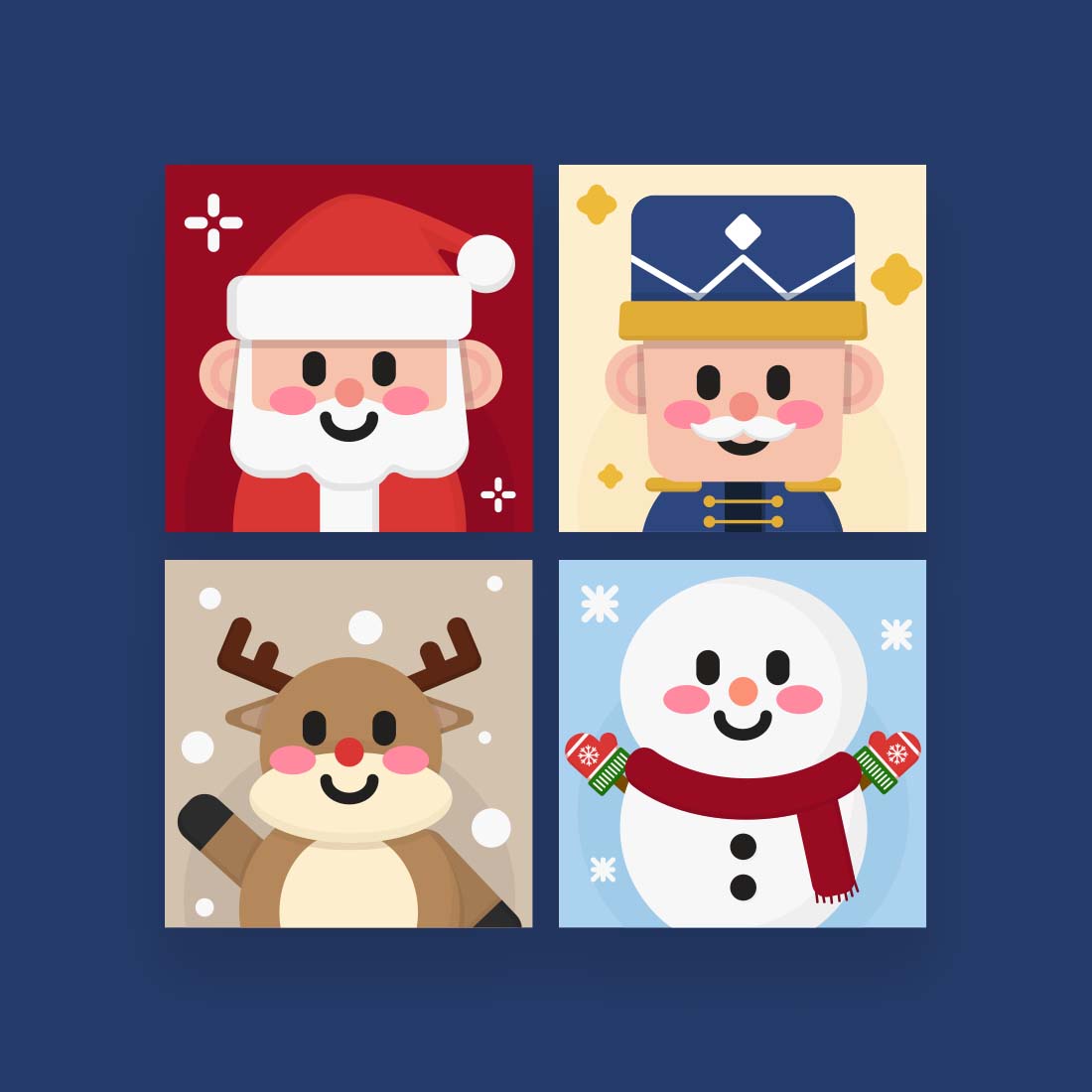 Cartoon Christmas Characters Flat Style Design cover image.