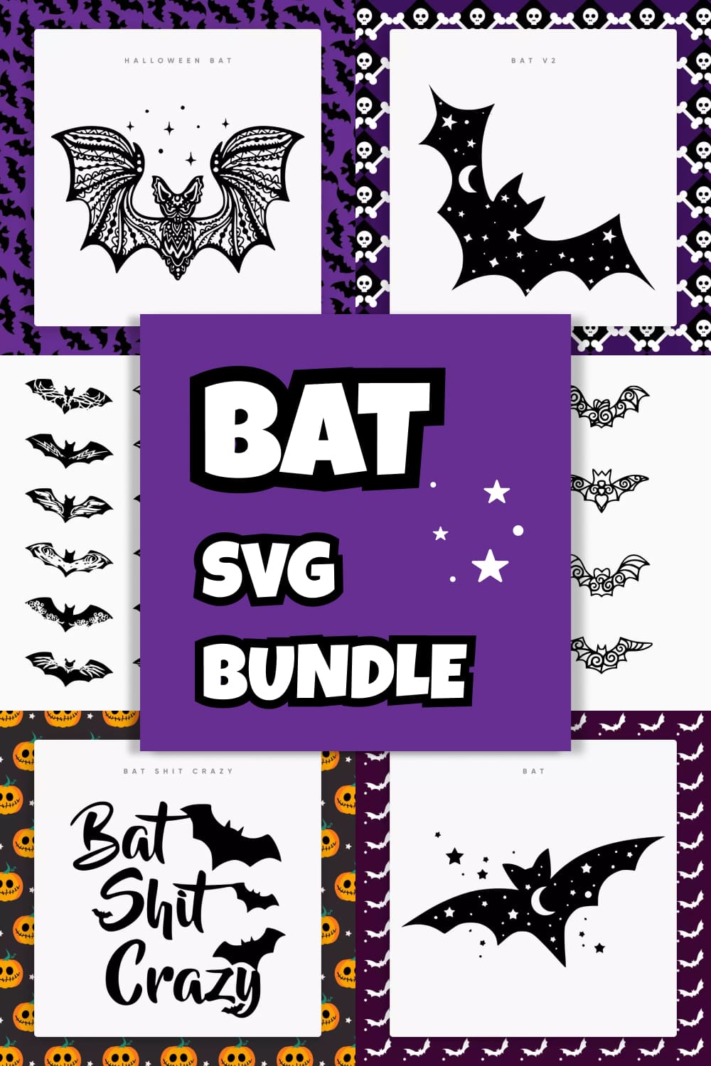 Bat SVG Bundle - pinterest image preview.