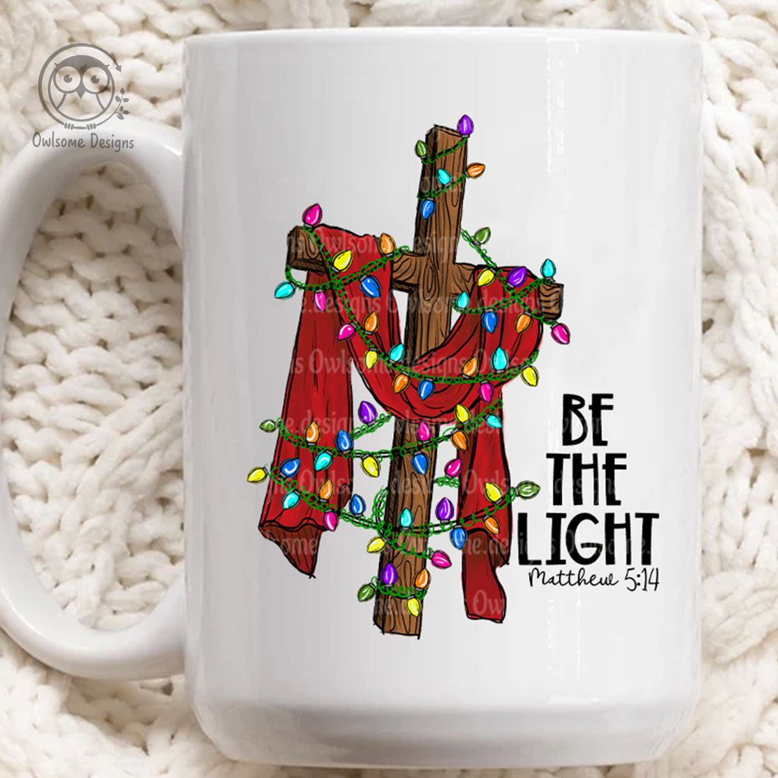 Christmas Mug Be The Light Sublimation Design cover image.