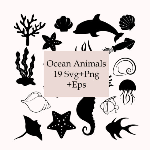 Picture of ocean animals and their silhouettes.