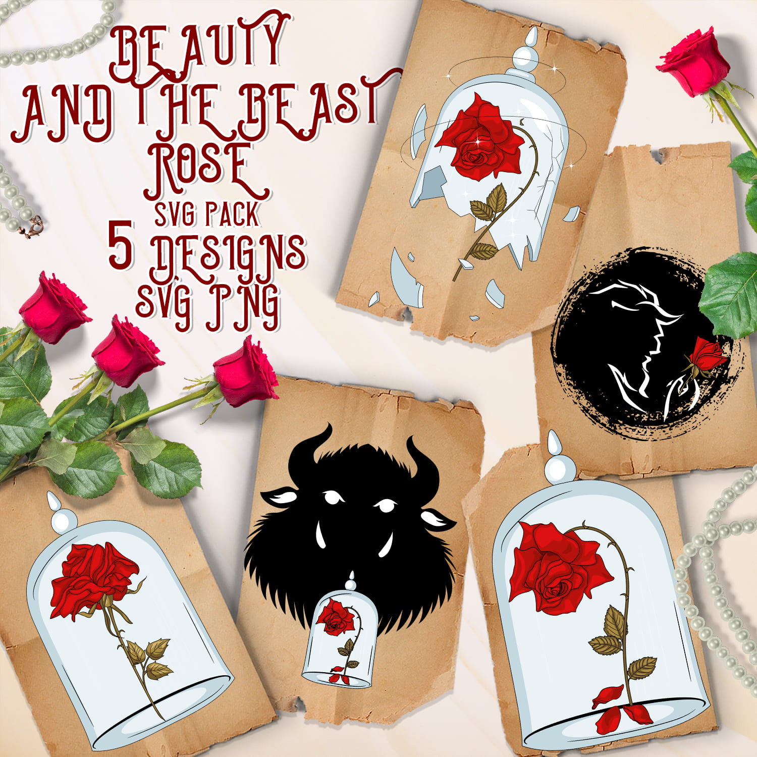 Beauty And The Beast Rose Svg.