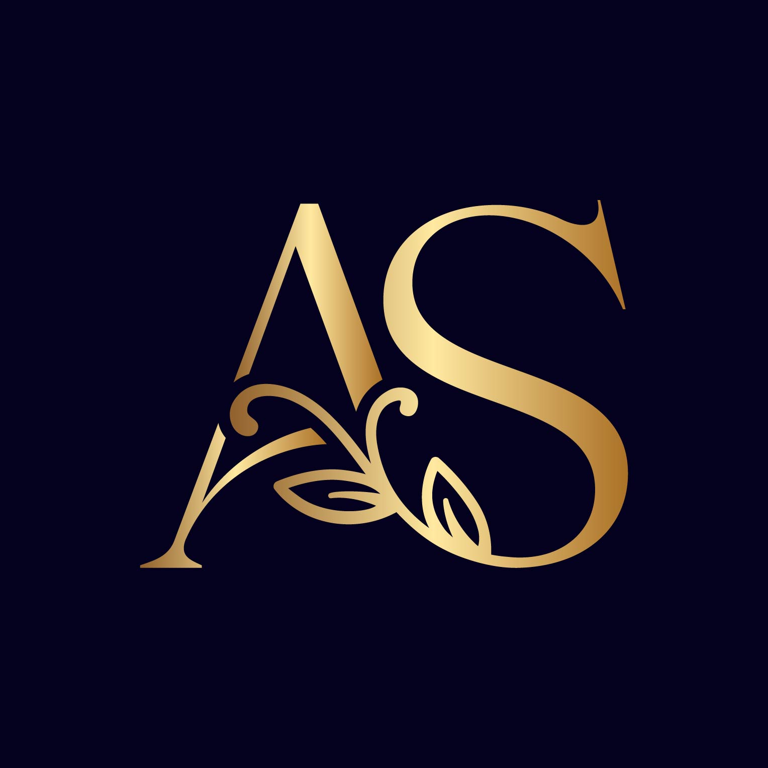 Beauty Creative AS Letters Gold Logo Template preview image.