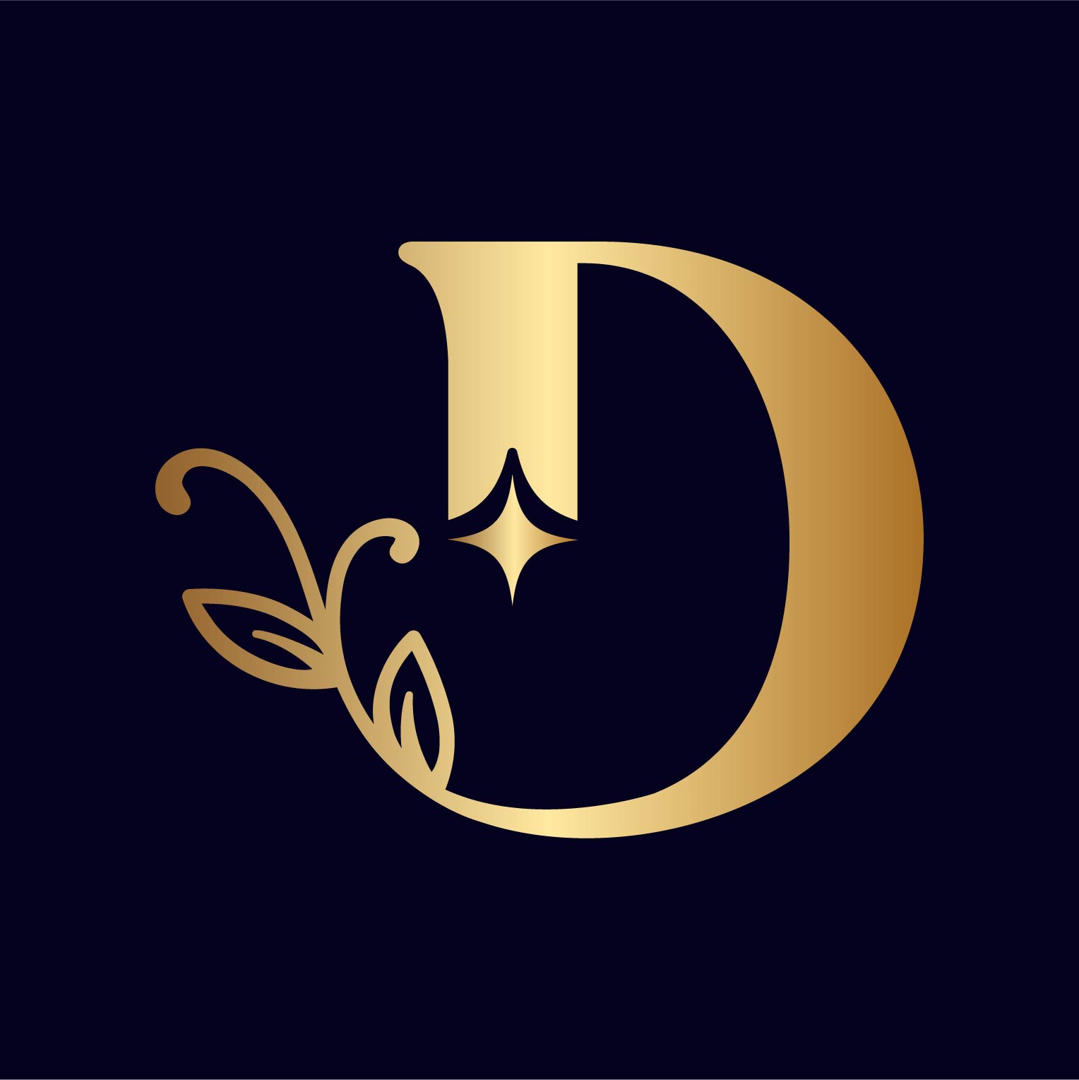Creative D Letters Gold Logo Template preview image.