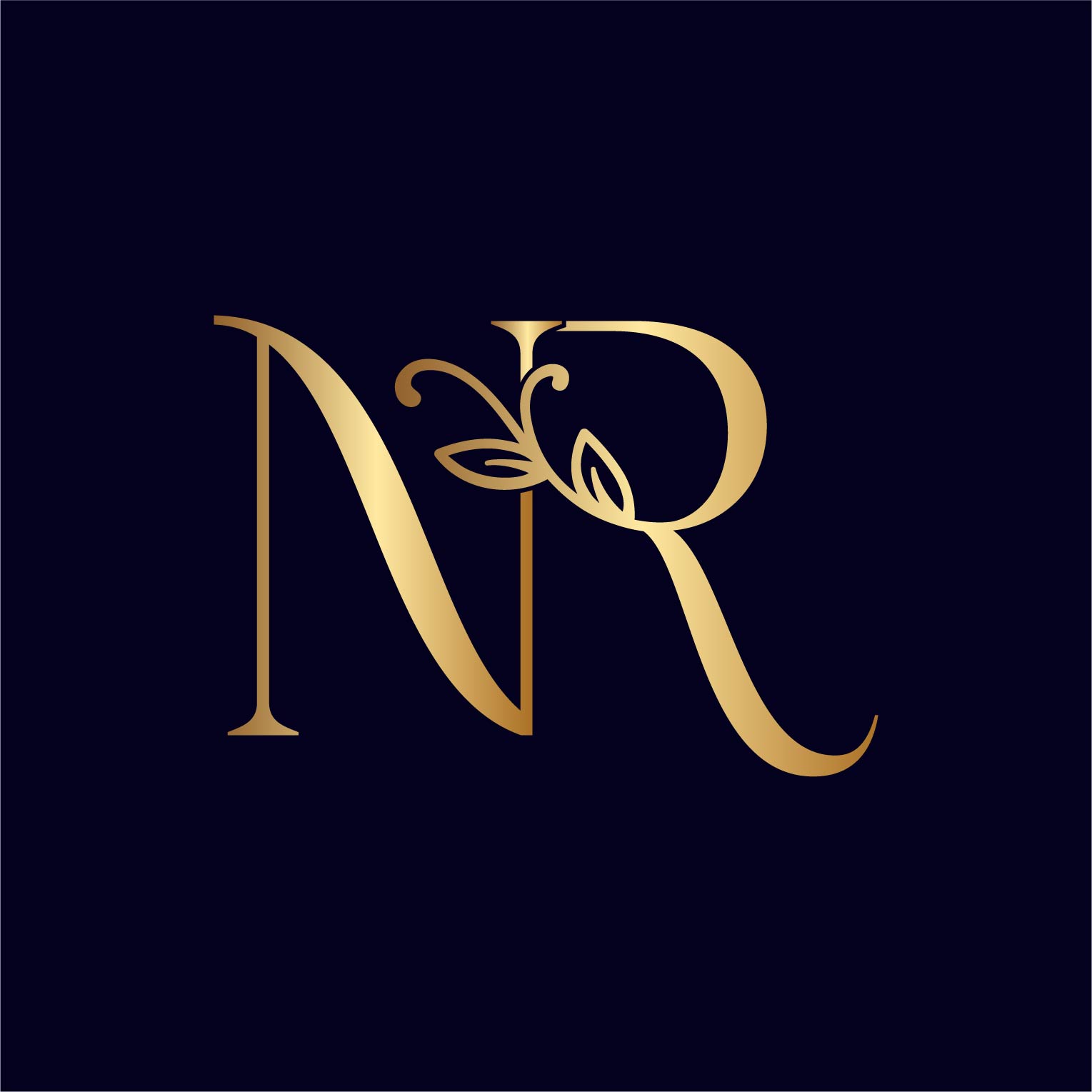 Creative NR Letters Gold Logo Template preview image.