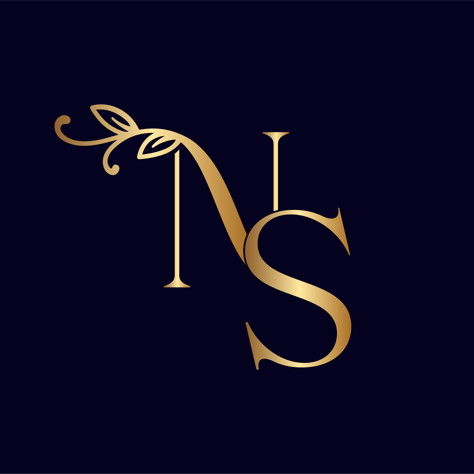 Gold Creative Letters NS Logo Template preview image.