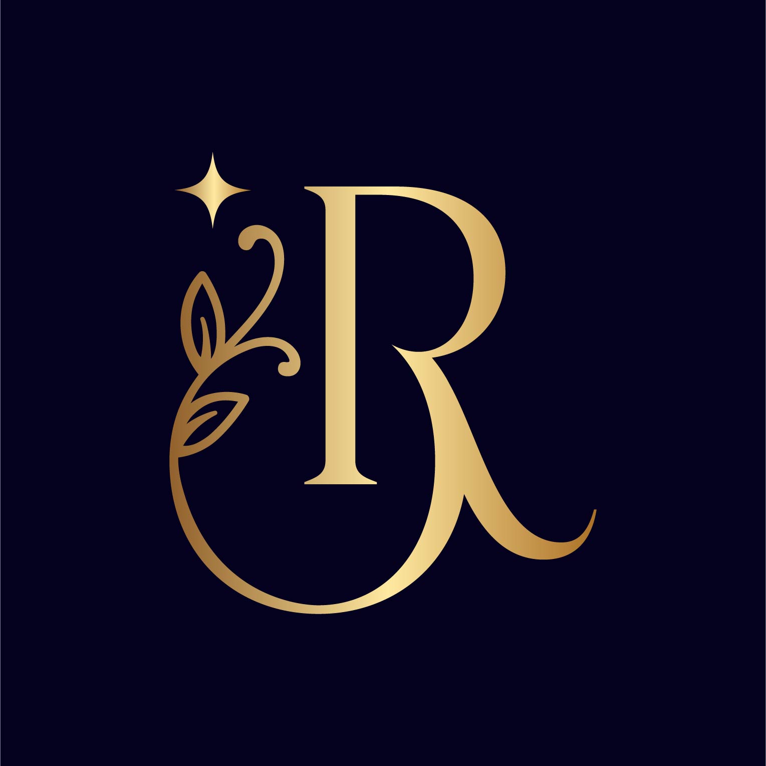 Gold Creative Letter R Logo Template preview image.