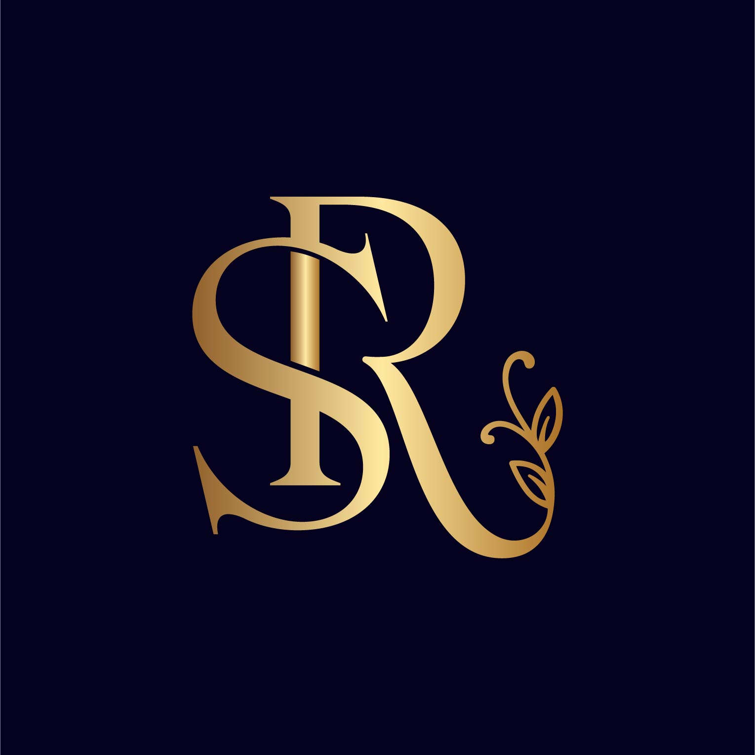 Gold Creative Letters SR Logo Template preview image.