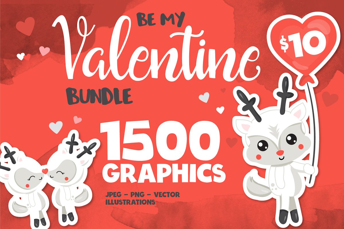 Cover image of Mega Valentine Graphics Bundle.