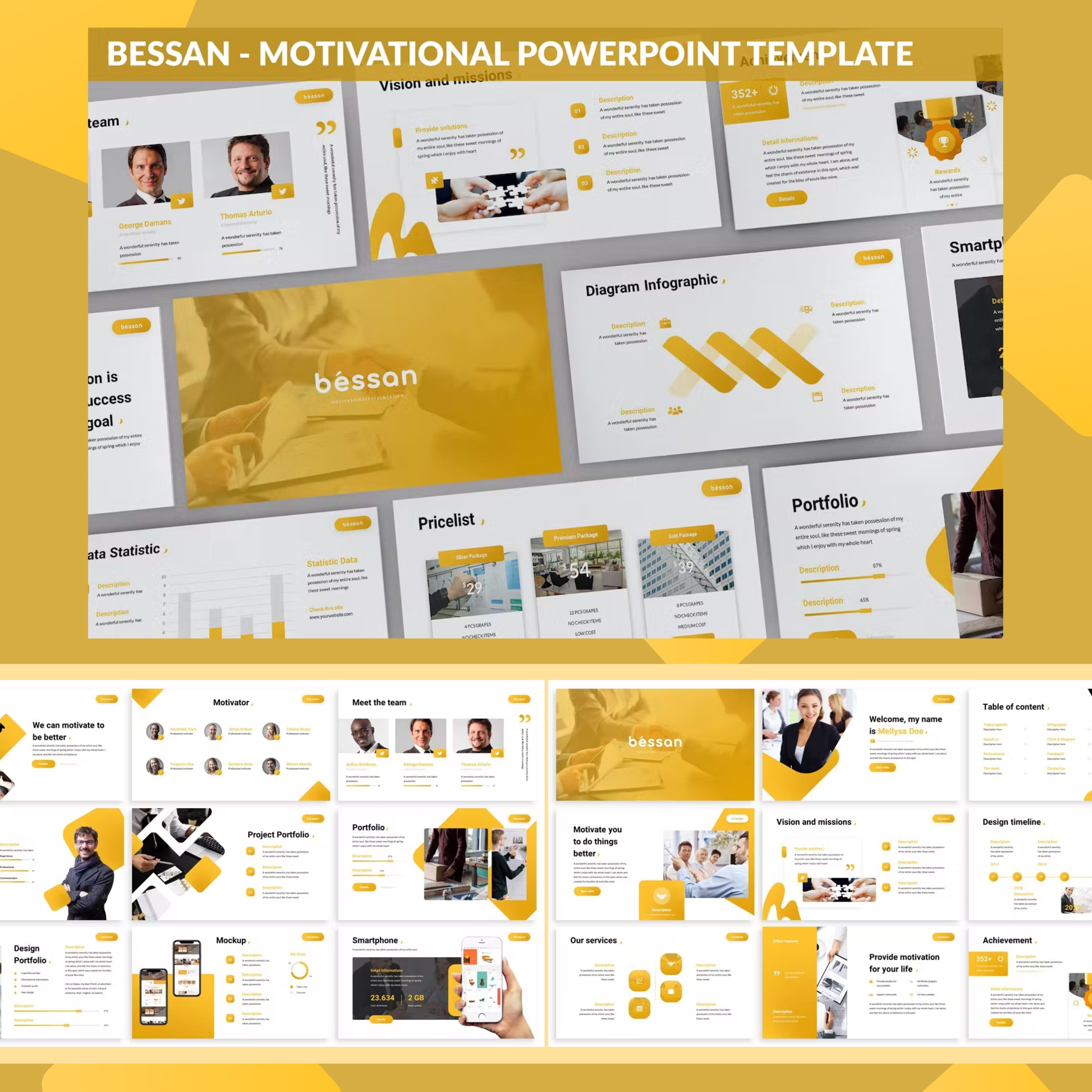 Bessan - Motivational Powerpoint Template cover.