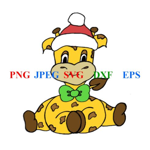 Cute Christmas Cartoon Giraffe - main image preview.