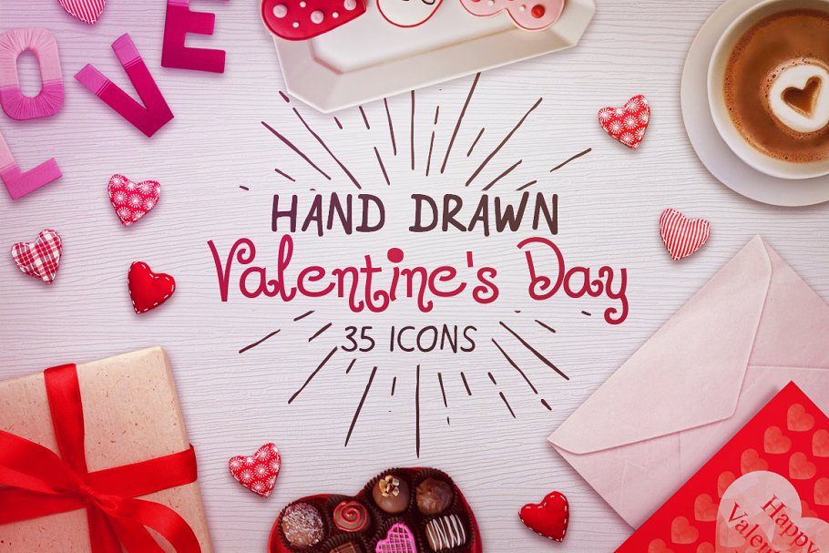 Cover image of Valentine's Day Icons Hand Drawn.