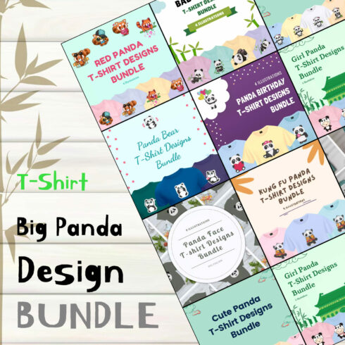 Big Panda T-Shirt Designs Bundle.