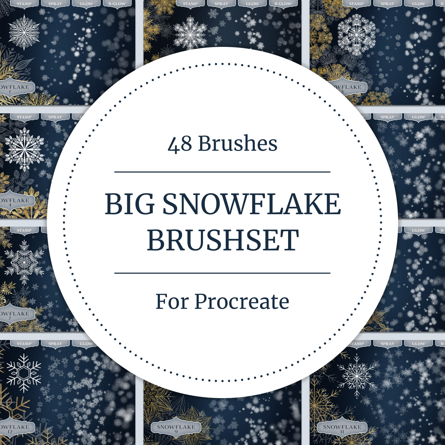 Procreate Brush stamp, Snowflake Stamps