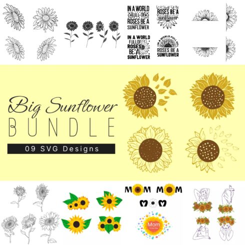 Big Sunflower SVG Designs Bundle - main image preview.