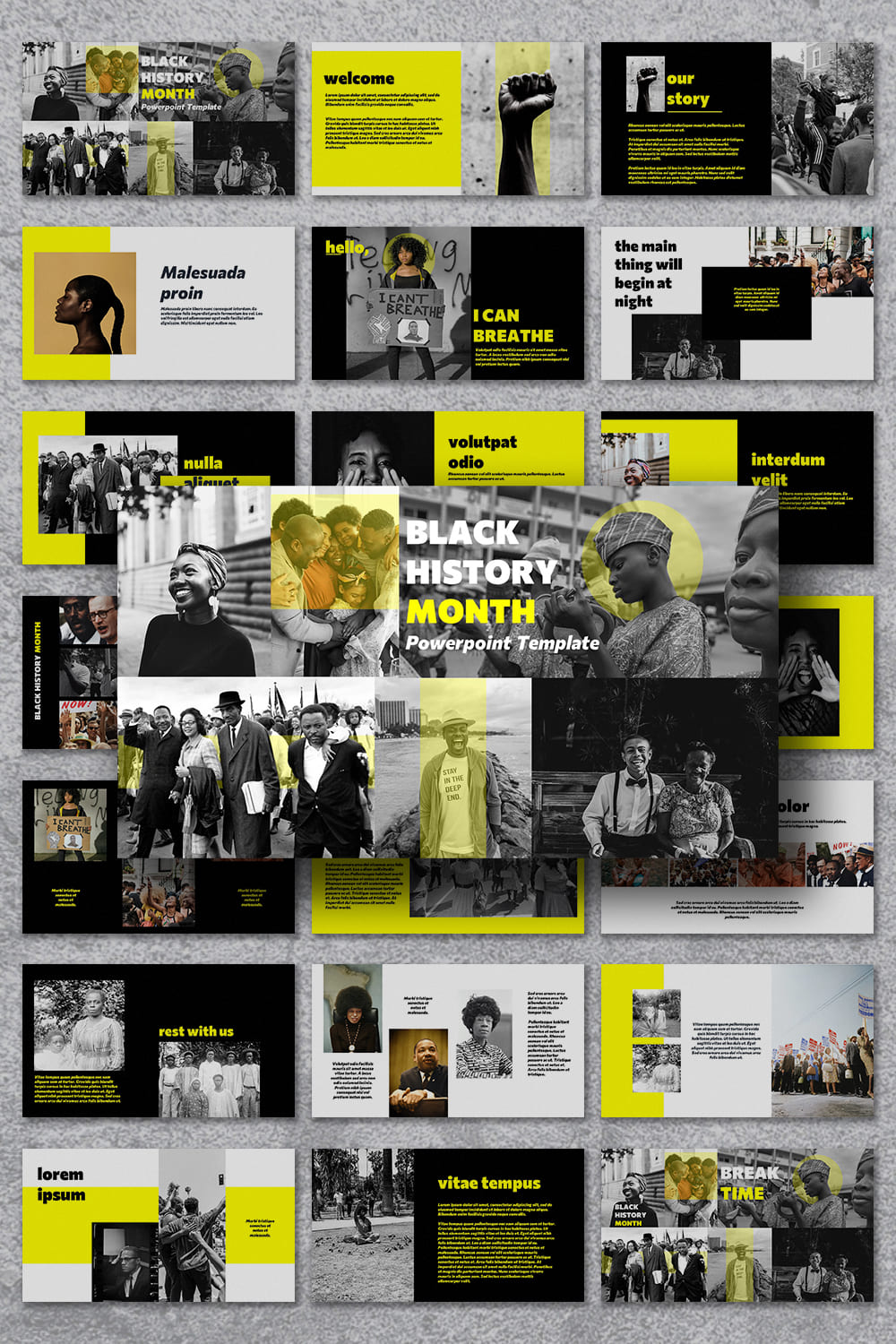 Black History Month Powerpoint Template - pinterest image preview.