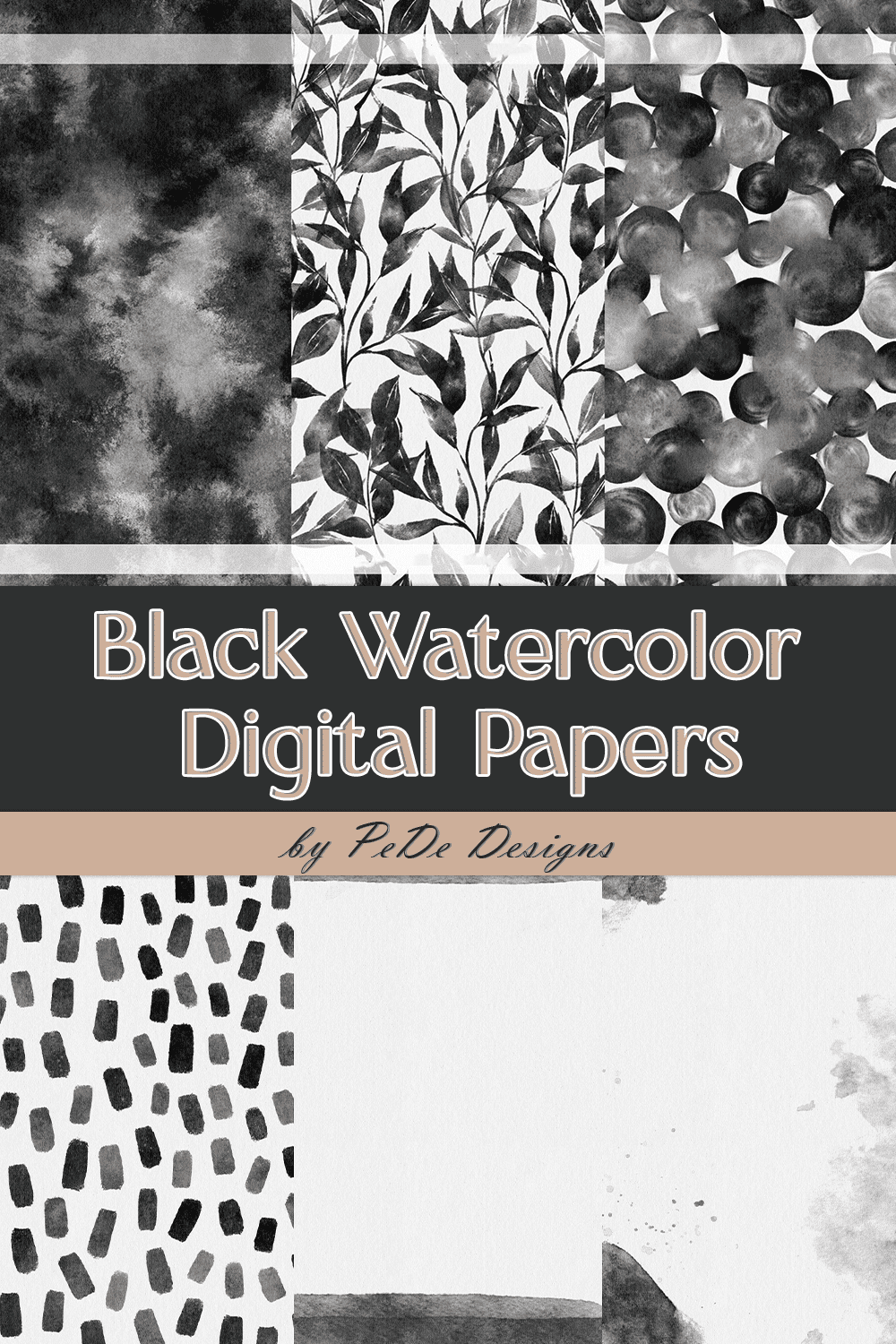 black watercolor digital papers pinterest 474
