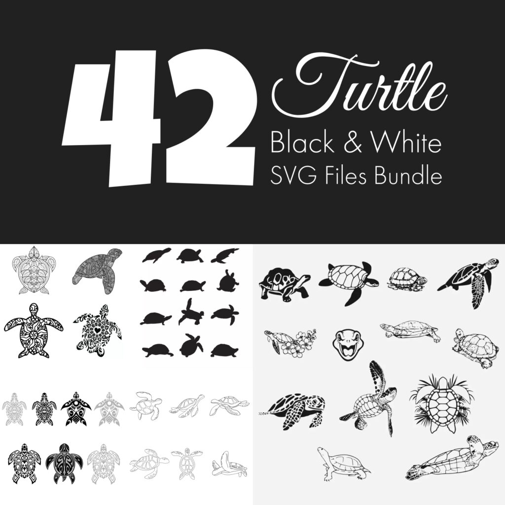 Black & White Turtle SVG Files Bundle – MasterBundles