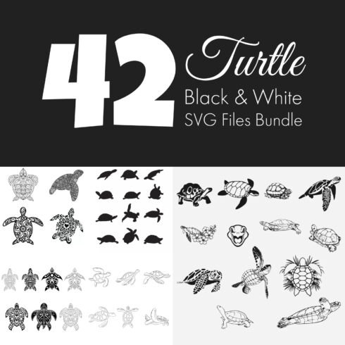 Black & White Turtle SVG Files Bundle.