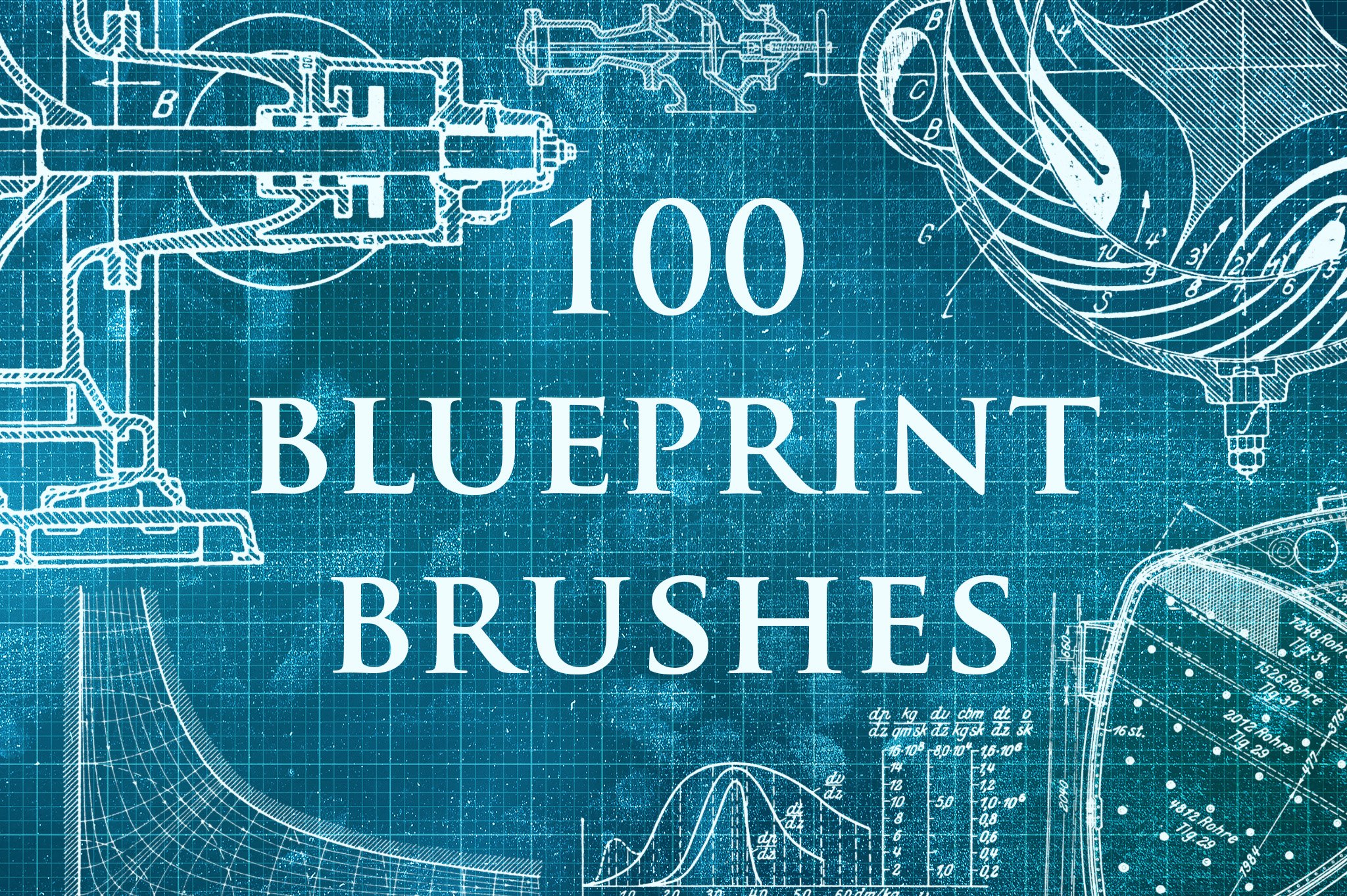 100 blue print brushes.