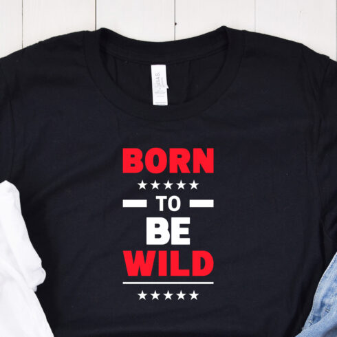 Born To Be Wild Typography T-shirt Design mockup.
