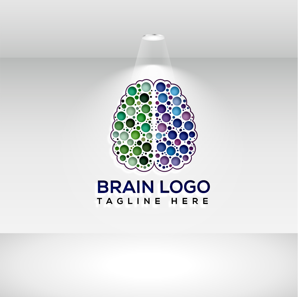 Brain Logo Design Vector Template mockup example.