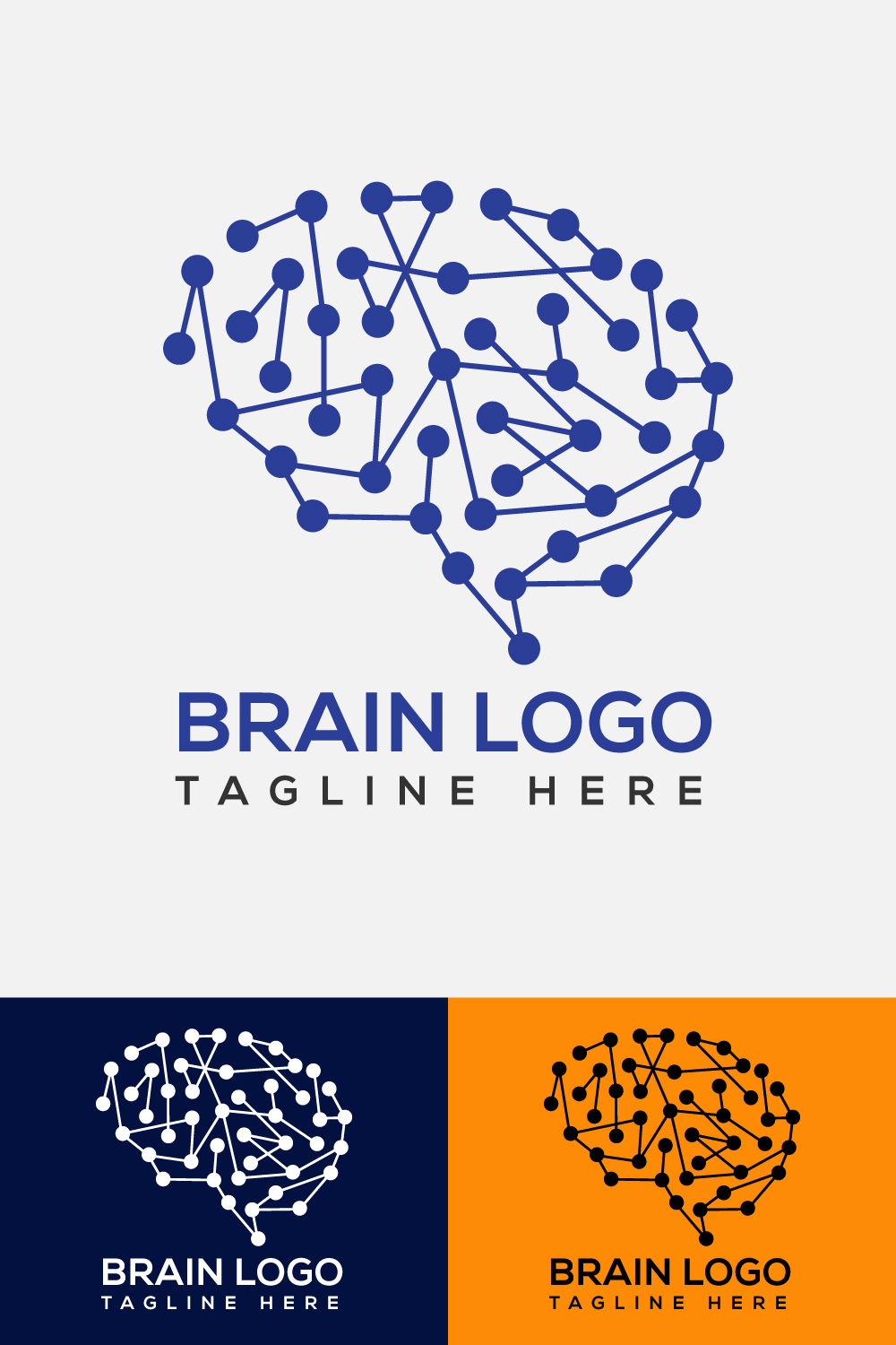 Brain Logo Vector Template Pinterest collage image.
