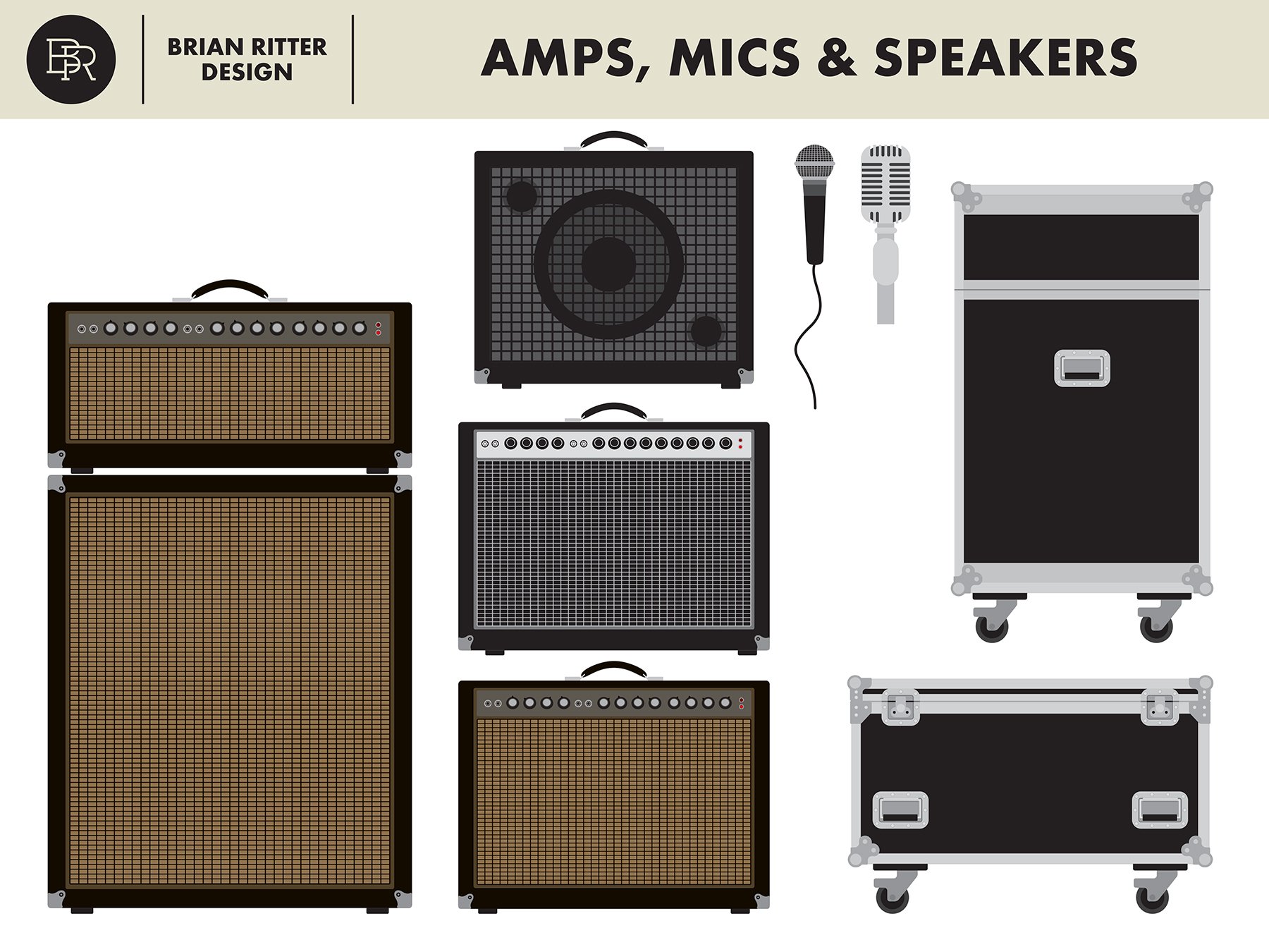 Amps, mics and speakers.