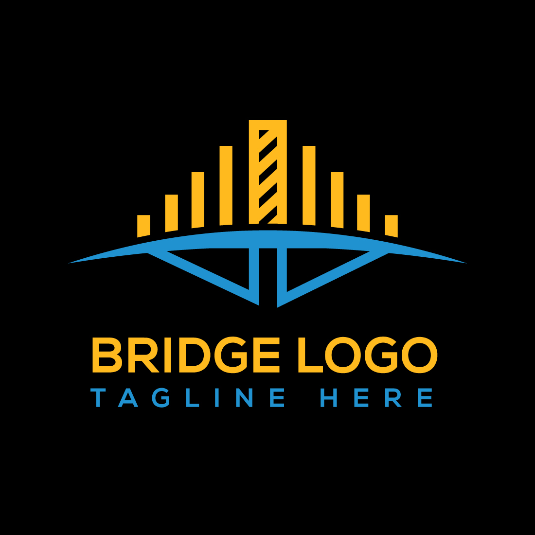 Modern Bridge Logo Template with black background.