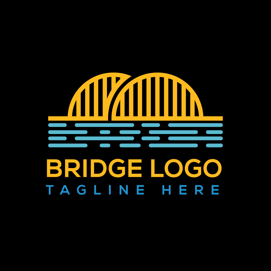 Bridge Logo Template for Company Identity with black background.