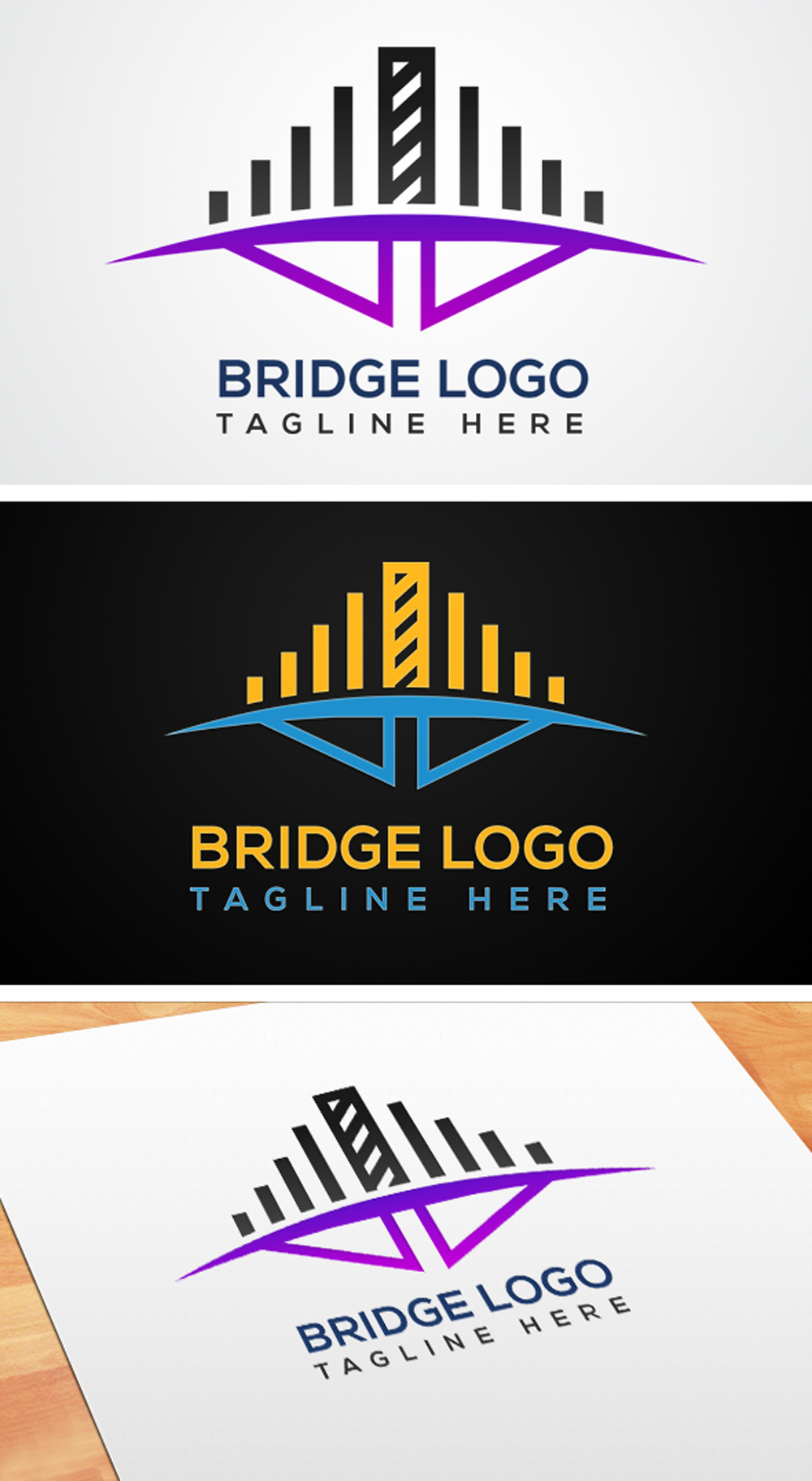 Modern Bridge Logo Template preview.