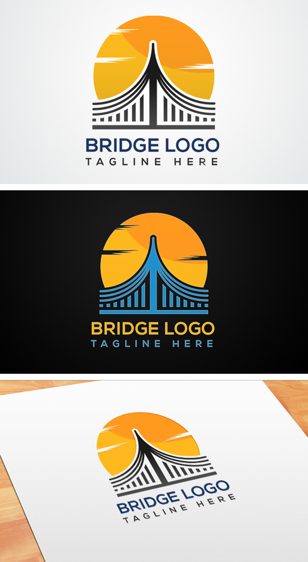 Modern Bridge Vector Logo Design Template preview.