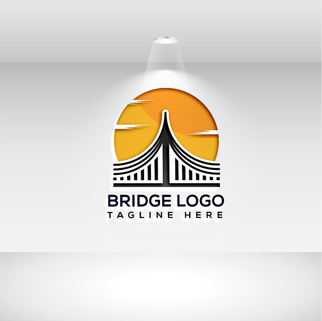 Modern Bridge Vector Logo Design Template mockup example.