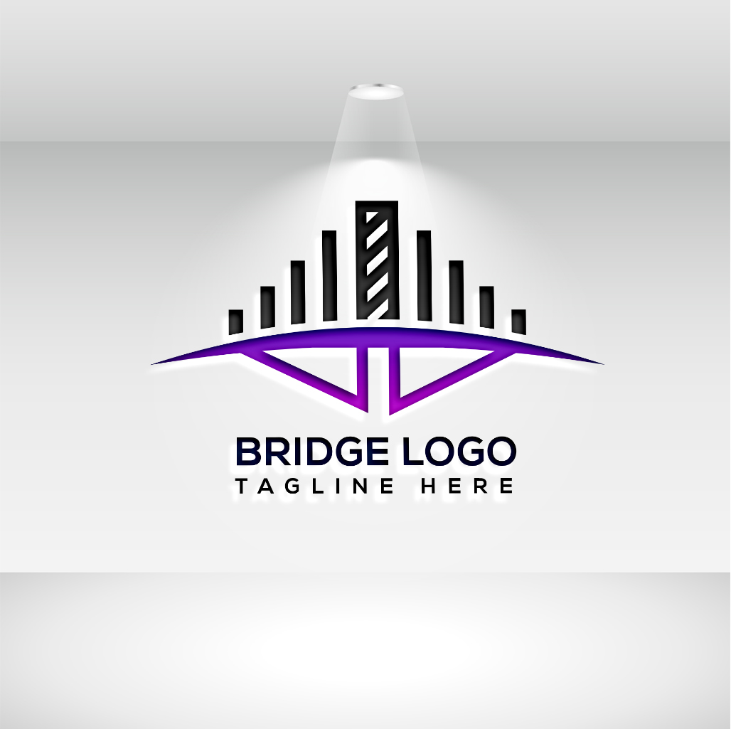 Modern Bridge Logo Template mockup example.