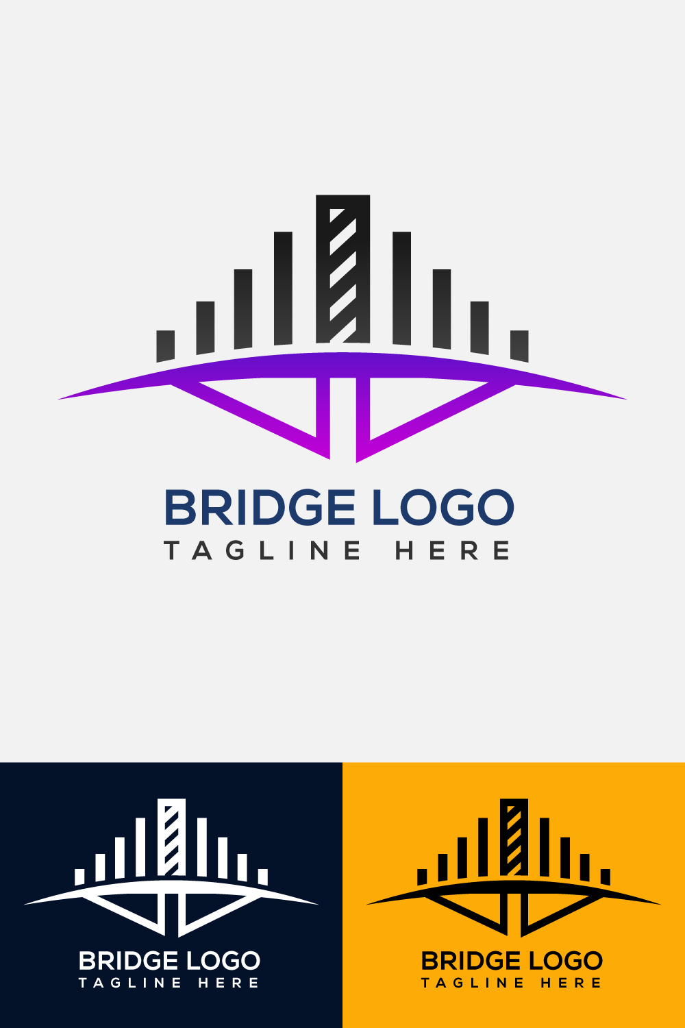 Modern Bridge Logo Template Pinterest collage image.