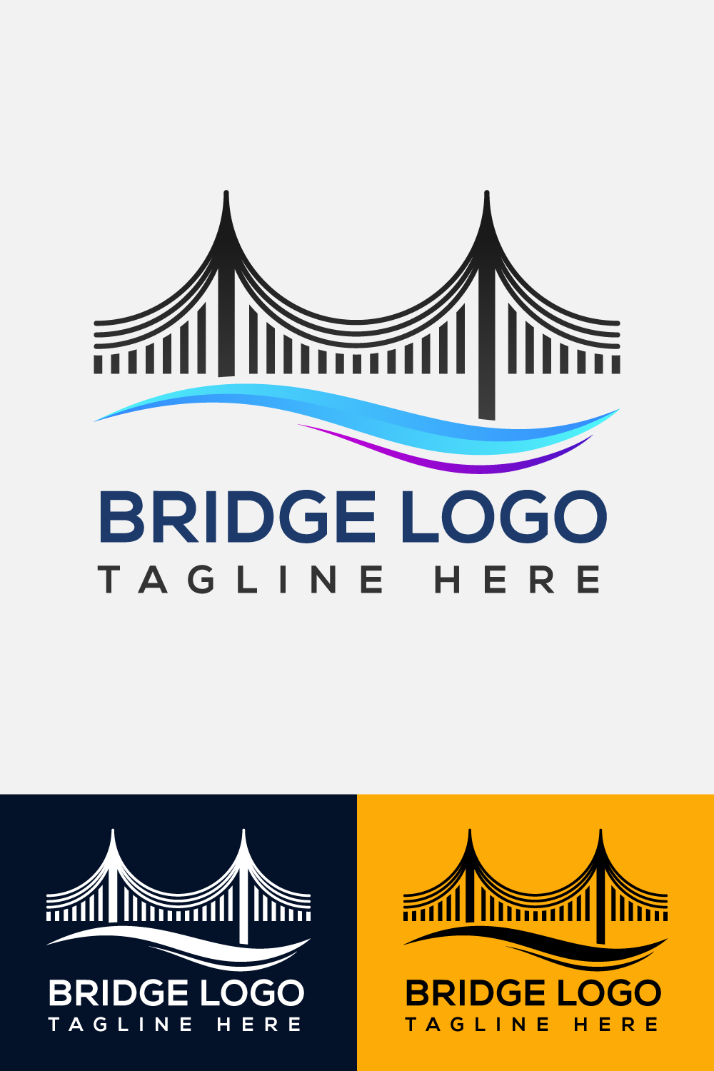 Bridge Vector Logo Template for Construction Business Pinterest collage image.